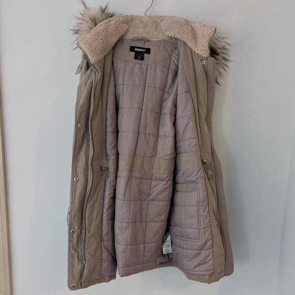 DKNY Anorak Coat faux fur hooded - Picture 4 of 6